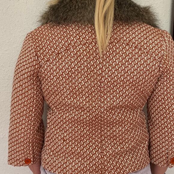 Seine Orange White Tweed Style Jacket - Picture 4 of 16